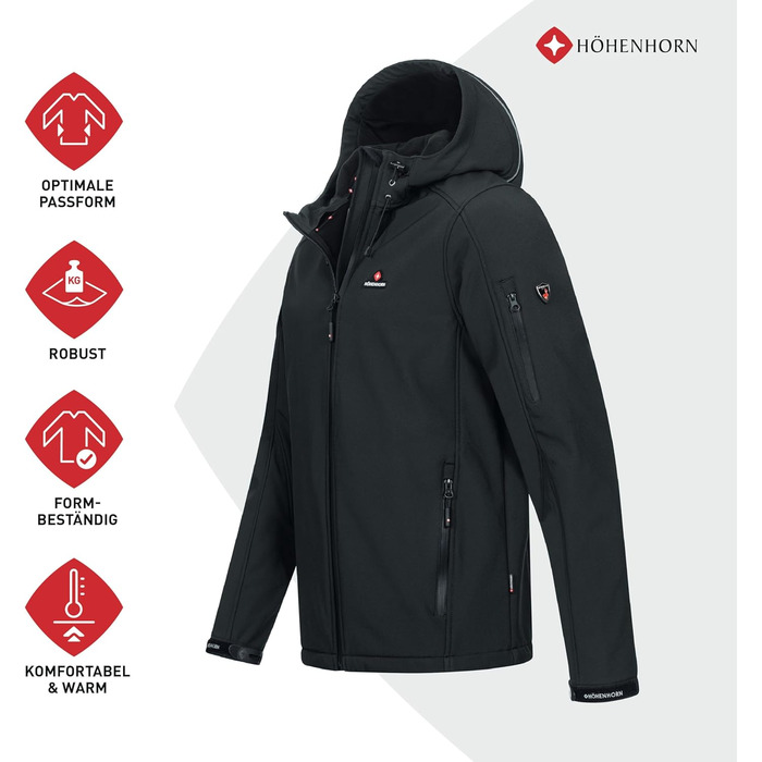 Чоловіча куртка Softshell Höhenhorn Altus Outdoor — водовідштовхуюча функціональна куртка, колір Midnight-Black, розмір L