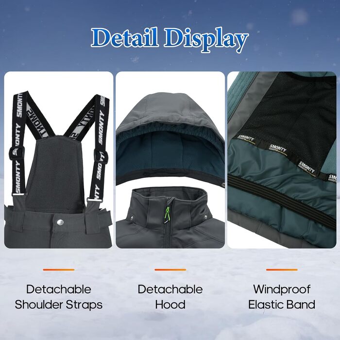 Дитячий зимовий комбінезон SNOWER для хлопчиків, теплий, з капюшоном, для катання на лижах, кольоровий зелений (6-7 років, сірий)