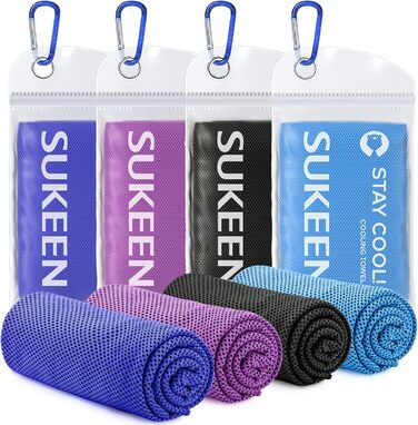 Охолоджуючий рушник Sukeen (101,6 x 30,5 см) - мікрофібра для йоги, спорту, фітнесу, тренувань, кемпінгу, чорний/синій/зелений/темно-синій/рожевий/морський/сірий/фіолетовий