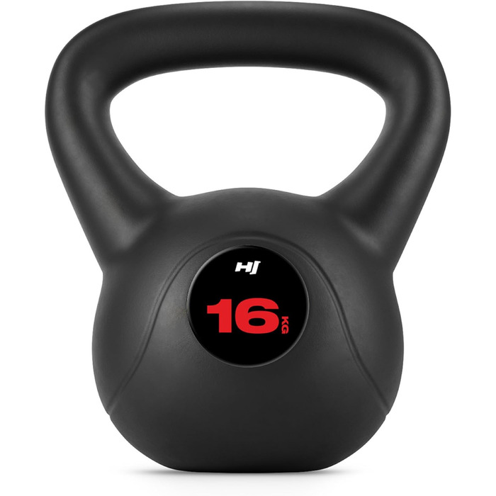 Кетлбел Hop-Sport 16 кг, пластиковий, для домашніх тренувань, ергономічні ручки | Hop-Sport
