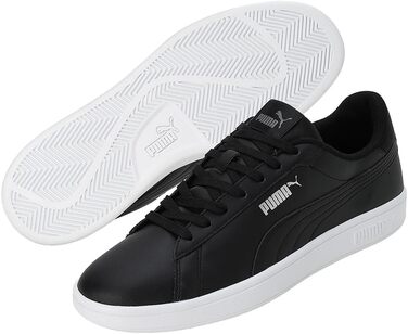 Кросівки Puma Smash 3.0 L унісекс, чорні з білою підошвою, розмір 44.5 EU