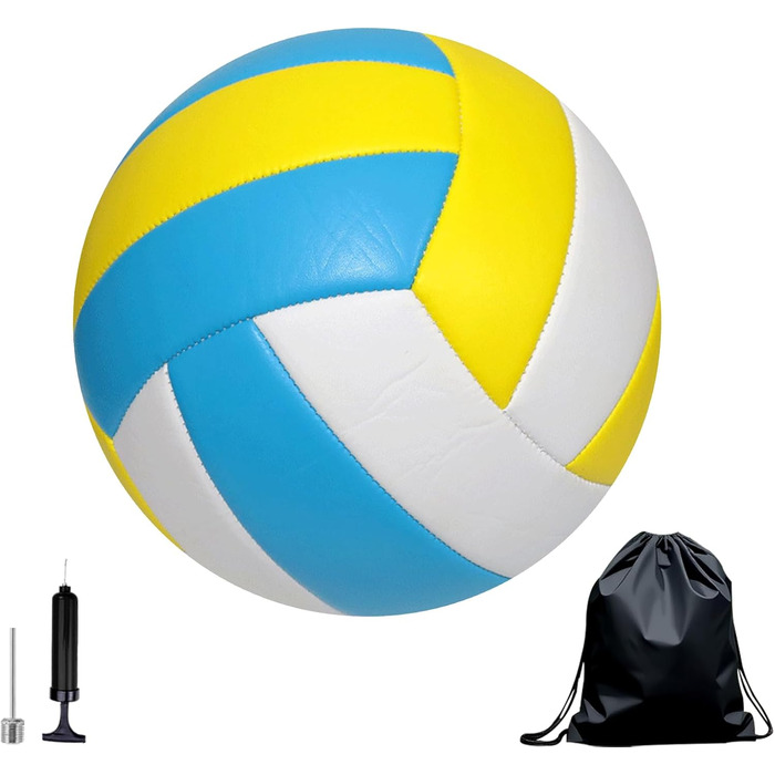 Волейбольний м'яч Aipwerer для пляжу та залу: водонепроникний, Soft Touch, жовто-блакитний, розмір 5