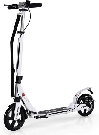 GOPLUS Roller Kinder 8 років: міський тредролер для дітей, підлітків та дорослих (до 100 кг), регульована висота, складний, з гальмом та ременем (білий)