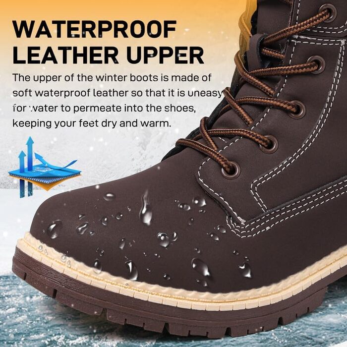 Зимові чоботи жіночі утеплені, водонепроникні, для снігу, теплі, короткі, трекінгові, підошва не слизька (Коричневі, 37 EU)