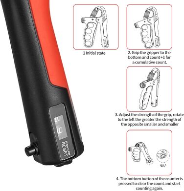 Регульований ручний тренажер для зміцнення рук та пальців, 5-100 кг, червоний