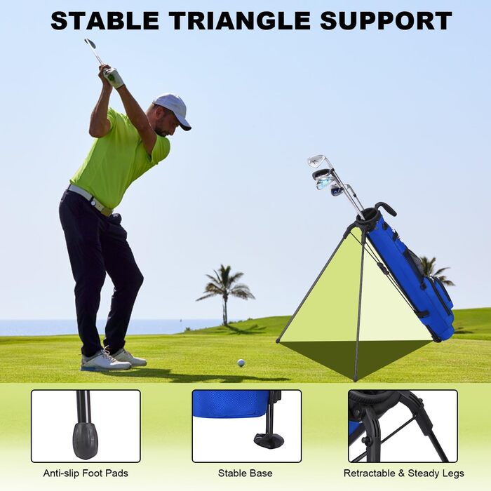 Гольф-сумка MAZEL з роздільником на 2 способи, 2 кишені, регульовані плечові ремені, високоякісний 900D нейлон, легкий матеріал, сумка-олівець для гольфу для чоловіків та жінок (блакитна)