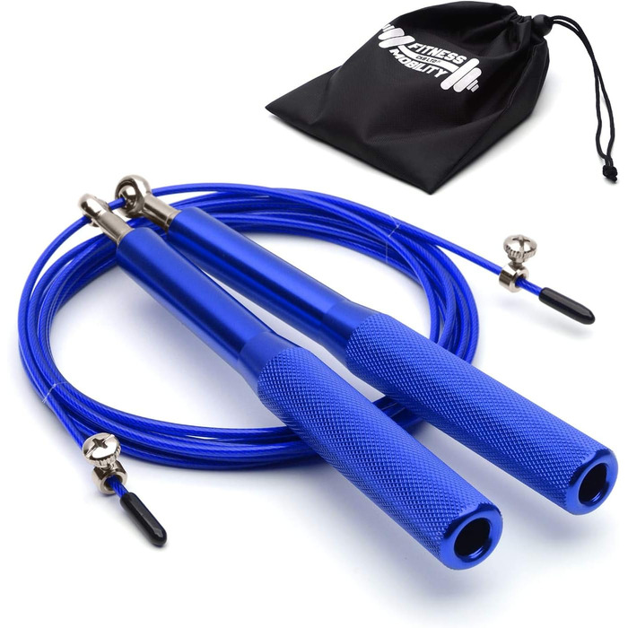Скакалка CKB LTD Elite Speed-Springseil для дорослих, з сумкою, преміум-алюмінієві ручки, фітнес, регульований, 3 м, функціональне тренування, 1 шт., морської синій