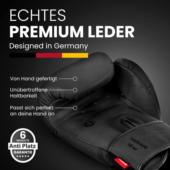Боксерські рукавички FIGHTR® Pro з натуральної шкіри | Для чоловіків та жінок | Для боксу, ММА, муай-тай, кікбоксингу та єдиноборств | 10, 12, 14, 16 oz | З сумкою 14 oz All Black