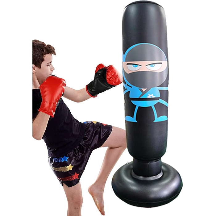 Боксерський мішок для дітей Karate 65 см зі стійкою для тренувань. Дитячий боксерський тренажер для фітнесу та єдиноборств, чорний