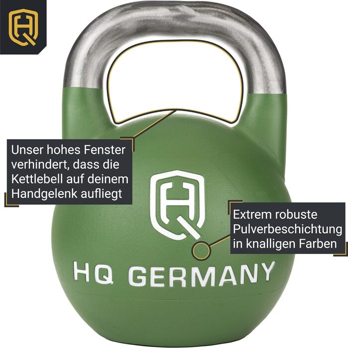 Професійна гиря HQ Germany 24 кг, сталева ручка, ±200 г, порошкове покриття