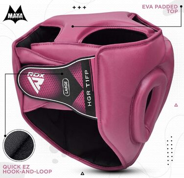 Шолом для боксу RDX з решіткою, Maya Hide шкіра, для MMA, кікбоксингу, муай тай, захист обличчя та носа, XL, рожевий