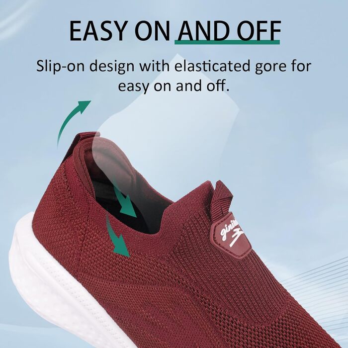 Чоловічі кросівки без шнурівків Slip-on, сітка, дихаючі, легкі, для бігу та повсякденного носіння (44 EU, Червоний)