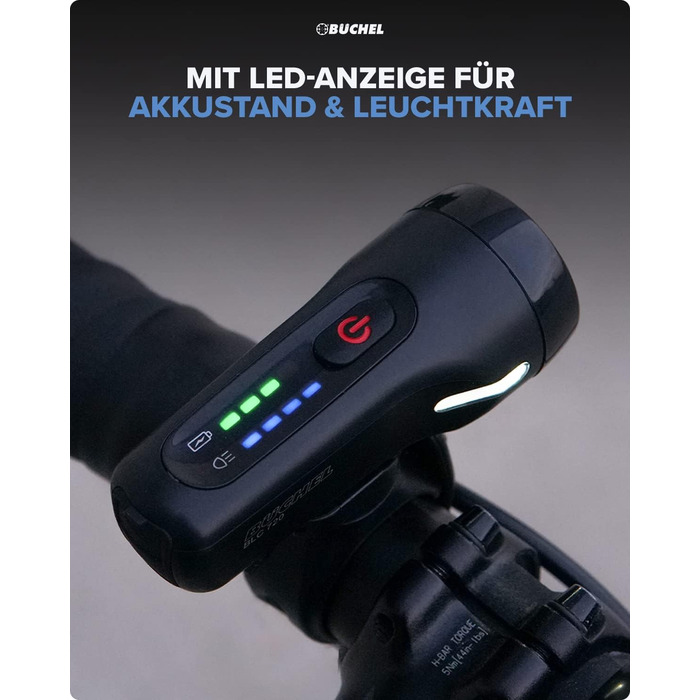 Комплект велосипедних ліхтарів Büchel BLC 720 70/30/15 Люкс, LED, передній і задній, StVZO, до 14 годин роботи, акумуляторні, micro-USB