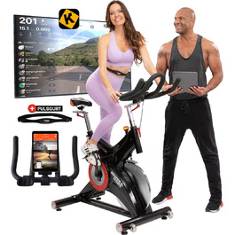 Велотренажер Miweba Sports Profi MS500 для дому, 25 кг маховик, навантаження до 150 кг, пульсомір, плавне регулювання опору, спінбайк, ергометр