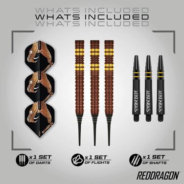 Професійний набір дротиків Red Dragon Peter Snakebite Wright Copper Fusion Wolfram 18 г з крилами та стрижнями