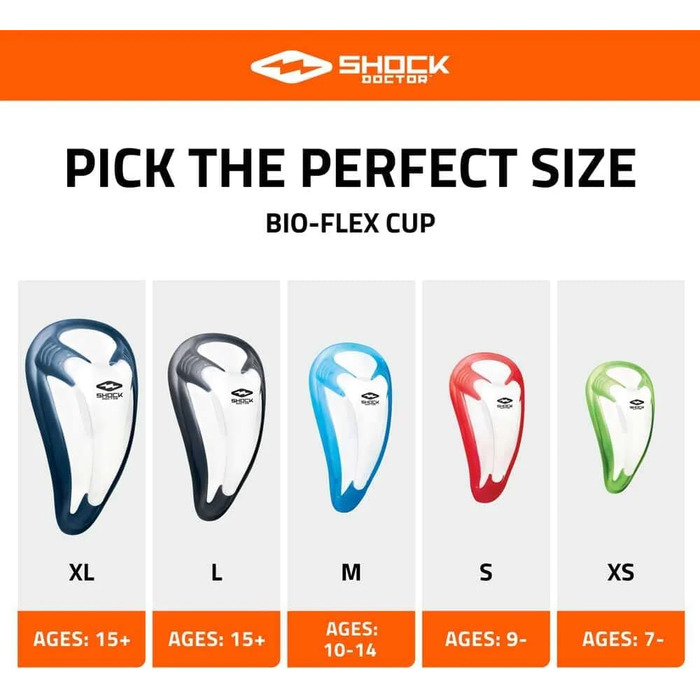 Захисний кубок Shock Doctor BioFlex для хлопчиків та дорослих, спортивний, з вентиляцією (Blue, M)