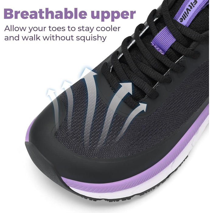 Жіночі кросівки для бігу FitVille з широкою стопою: дихаючі, легкі, зручні для ходьби (38 EU, чорний)