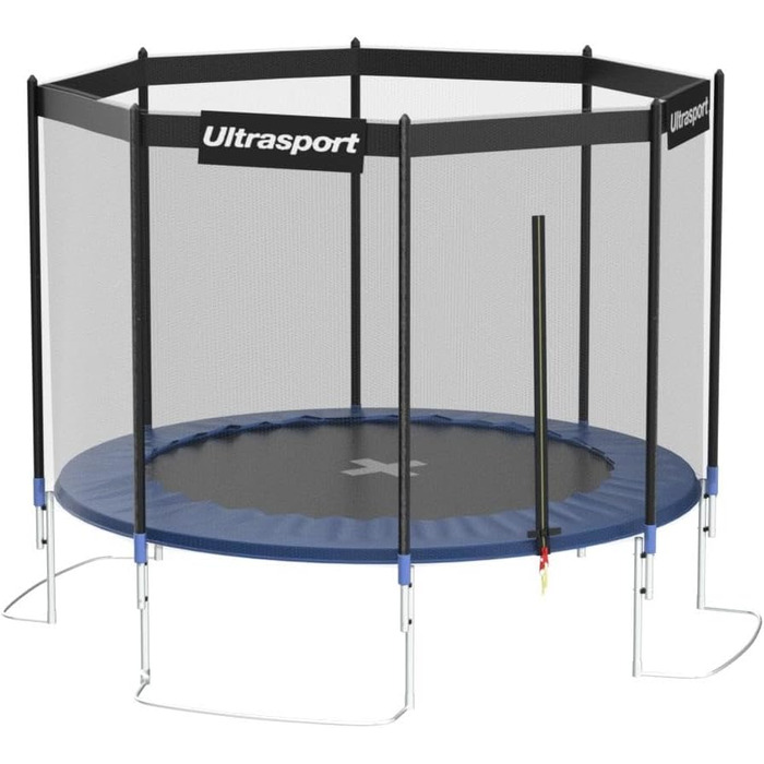 Батут Ultrasport SICHERSTE для дітей на вулицю, діаметр 180-430 см, до 150 кг, безпечне мережеве комплектування, тиха пружина, блакитний, для саду