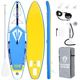 Надувне SUP-борд Tuxedo Sailor Stand Up Paddle Board з аксесуарами, для дорослих та підлітків, блакитний та жовтий