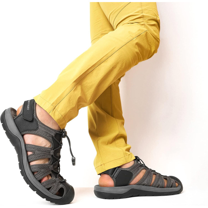 Чоловічі сандалі Dream Pairs для походів та пляжу, чорно-сірі, 40 EU, протиковзкі, дихаючі, літні