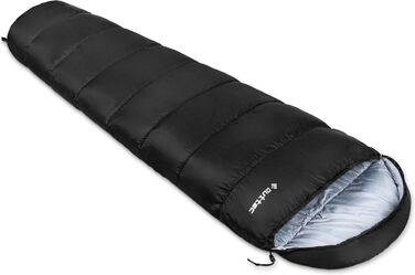 Спальний мішок Outtec з капюшоном, мумієподібний, ультралегкий, компактний, для кемпінгу, дітей та дорослих, для активного відпочинку, чорний