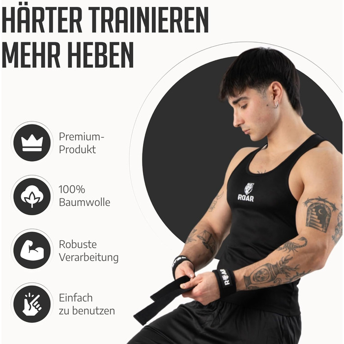 Роар® ремені для підйому штанги (м'які) для силових тренувань, бодібілдингу, фітнесу - ремені для тяги - підйомні ремені - для жінок та чоловіків (Чорний)