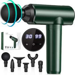 Перкусійний масажер Lefity Massage Gun, 6 насадок, 30 рівнів швидкості, акумулятор 2600mAh, USB-C, для шиї, плечей та спини, Зелений