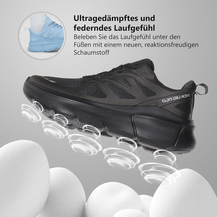 Жіночі кросівки Hawkwell Cloud Zero для ходьби та тенісу, з амортизацією, дихаючі, для спорту, фітнесу, тренувань, бігу, чорні, 42 EU