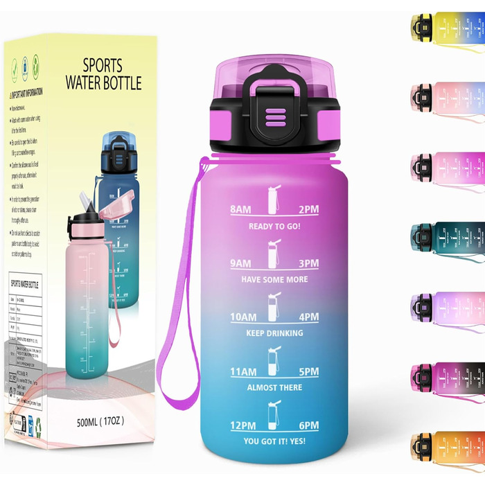 Фляга для води Motswedi з трубочкою, 1500 мл, BPA-Free, спортивна, не протікає, для фітнесу, школи, подорожей, офісу, жовтогаряча. Також доступна 500 мл рожево-блакитна