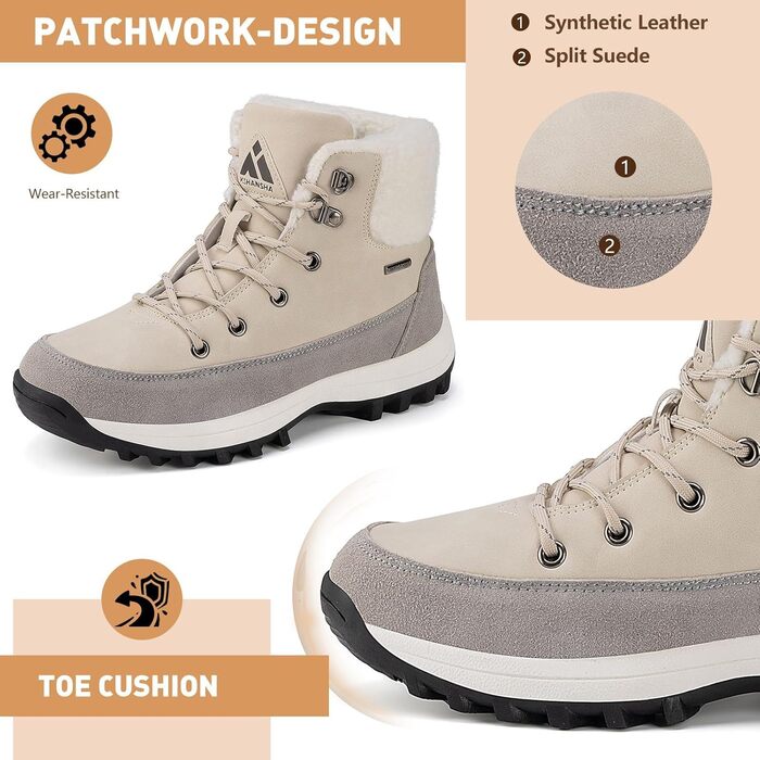 Чоботи жіночі зимові Mishansha, утеплені, антиковзаючі, розмір 36-42 (Бежевий, 37 EU)