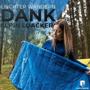 Легкий літній спальний мішок Alpin Loacker для походів та кемпінгу, 460г, ультралегкий, блакитний