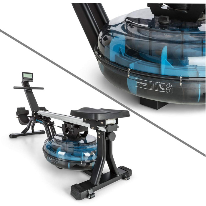 Capital Sports Rowshaper: Тренажер для веслування з водним опором, складаний, до 150 кг, сірий