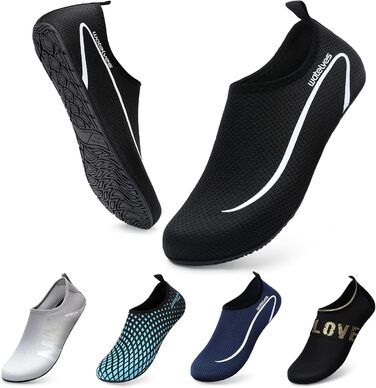 Водні черевики для плавання та відпочинку на пляжі: чоловічі та жіночі, швидковисихаючі, дихаючі, slip-on, розміри 34-47 EU, чорний колір