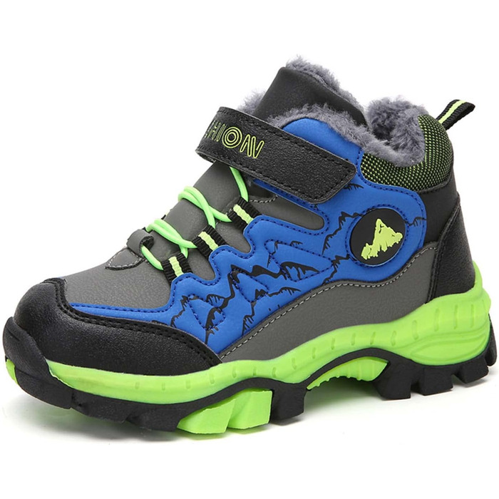 Дитячі зимові черевики Meidiastra для ходьби та трекінгу: теплі, водонепроникні, з підошвою, що не ковзає, для хлопчиків та дівчаток, розмір EU 30-40, зелені
