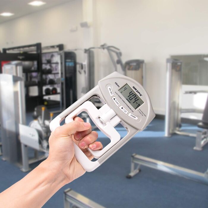 Цифровий динамометр GRIPX для вимірювання сили хвата, автоматичний, 90 кг / 198 lbs (сірий)