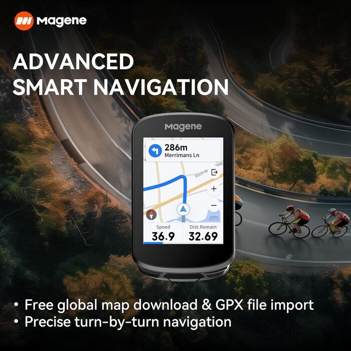 Велокомп'ютер Magene C506 з GPS, кольоровим сенсорним екраном, навігацією, водонепроникний, бездротовий, WiFi та Bluetooth, для велотренувань