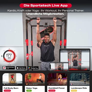 Штанга для підтягувань Sportstech 4in1 KS400 для дому: підтягування, бокс, канати, 6 ручок, сталева конструкція