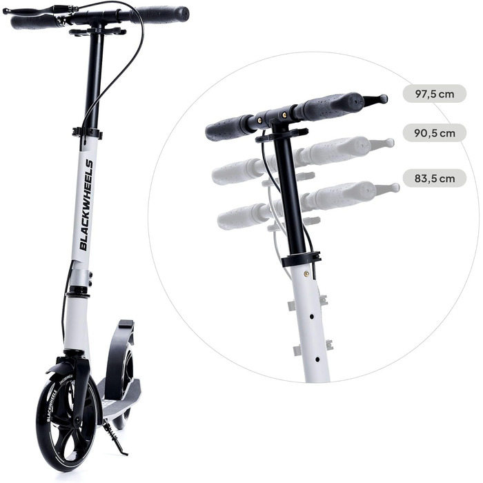Самокат Blackwheels Orio Cityroller 200мм, складаний, білий - алюмінієвий, з регулюванням висоти, ABEC 7, для підлітків та дорослих