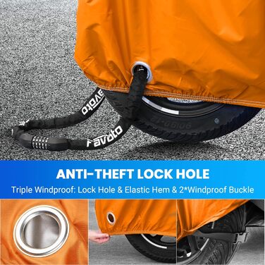 Водонепроникний чохол для мотоцикла Favoto XXL (245x105x125 см) - чорно-помаранчевий