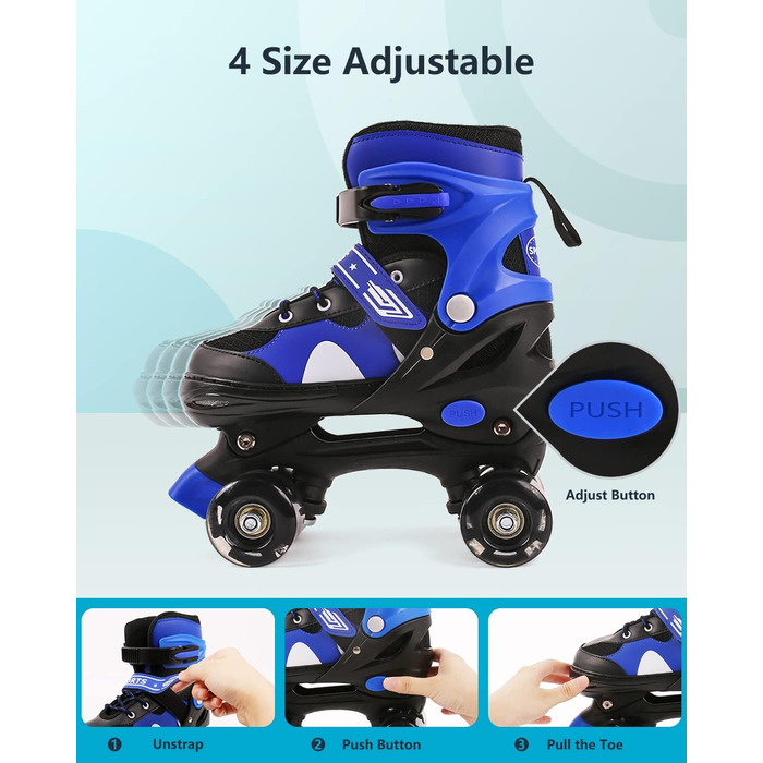 Дитячі ролики Ceestyle з регулюванням розміру, класичні ролики Disco з підсвічуванням, блакитні, розмір 27-37