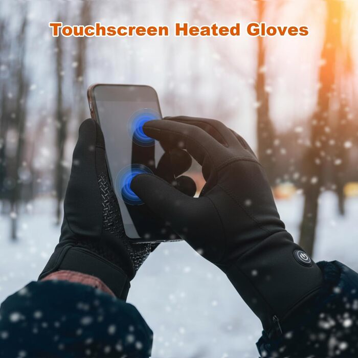 Обогревні рукавички-внутрішні рукавички для чоловіків та жінок, акумулятор 7,4 В, 3 режими нагріву (40-65°C), сенсорний екран, для роботи на відкритому повітрі, зимових видів спорту (XS-S)