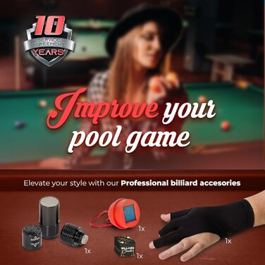 Набір для більярду IgnatGames 2 шт. – 18/19/20/21 oz. Канадійський клен, професійні кийки для більярду з кобурою, інструмент для наконечника 3-в-1, рукавичка для 3 пальців та тримач крейди (510 мл, червоний)