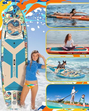 Надувний SUP-борд для Stand Up Paddling 15 см, з рюкзаком, міцний комплект аксесуарів, блакитний