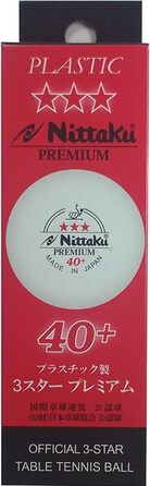 Тенісні м'ячі NITTAKU пластикові 3 зірки, білі, 40+ ITTF, 12 шт, преміум якість, оригінал