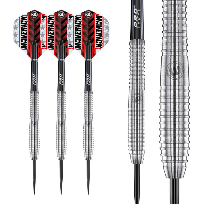 Дартс WINMAU Maverick 21-25 грам, професійний, стілтіп, вольфрамовий, комплект з оперенням та стержнями
