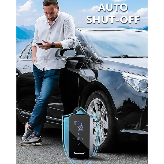 Електричний повітряний насос для велосипеда з акумулятором 150PSI: компресор з акумулятором 6000mAh, манометром для велосипедів, мотоциклів та автомобілів