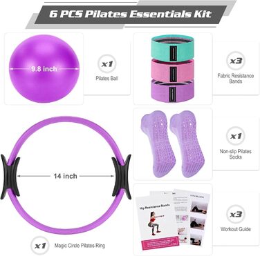 Набір для пілатесу: фітнес-кільце, фітбол та аксесуари для дому. Ідеальний набір для жінок, розтяжки та фітнесу