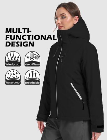 GEYSE Daen: Водонепроникна зимова куртка, сноуборд, снігова куртка, ізольована, з капюшоном, кольори: фіолетовий, помаранчево-фіолетовий (S, чорний)