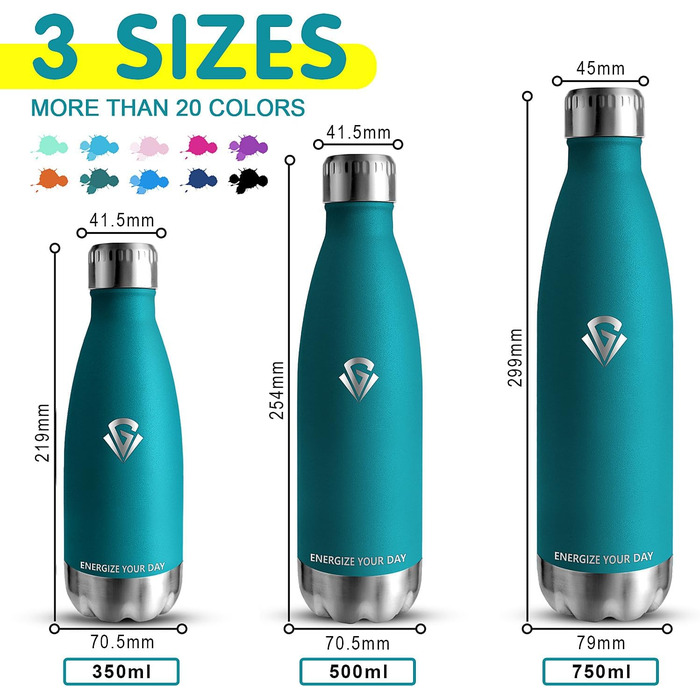 Фляга для води 750 мл з нержавіючої сталі, без BPA, з подвійними стінками, термофляга, для спорту, фітнесу, походів, кемпінгу, велосипеду, зелений мох