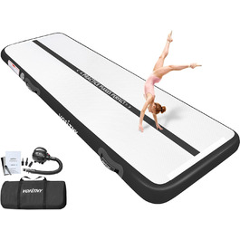 Гімнастичний надувний мат для занять фітнесом та йогою, товщина 10/20 см, розміри 3/4/5/6 м, чорна, для дому, парку та води